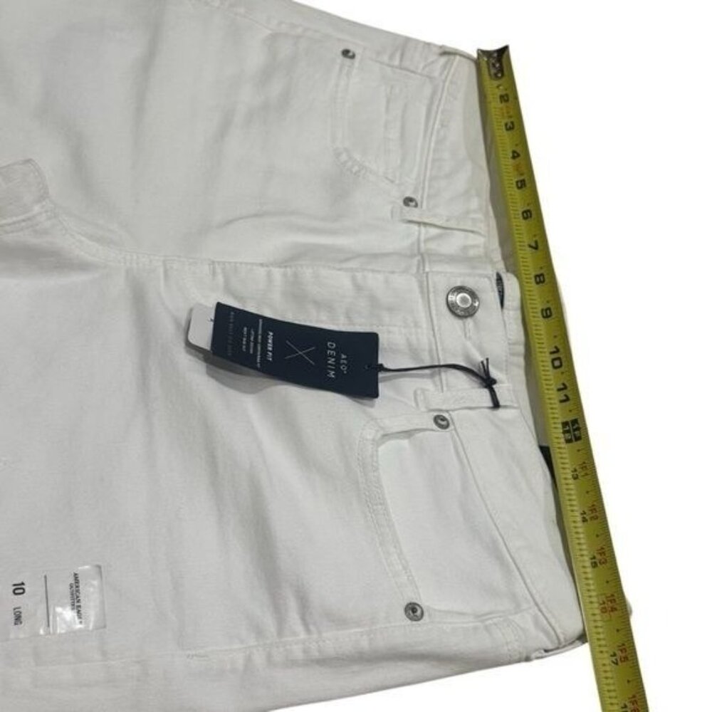 NEW American Eagle Tomgirl Super Stretch White Distressed Jeans Capsule 10 Long - Picture 8 of 10
